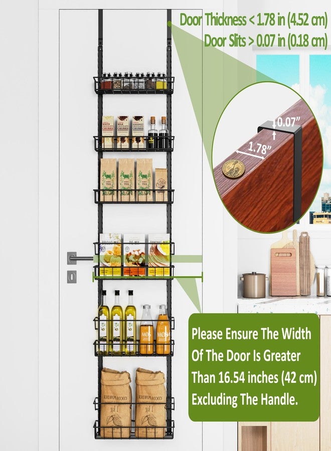 Churboro Over the Door Pantry Organizer Rack with 6 Adjustable Baskets, 6 Tiers Dual-use Spice Rack- Hanging or Wall Mount Spice Rack, Pantry Door Organizer, Black - Image 3